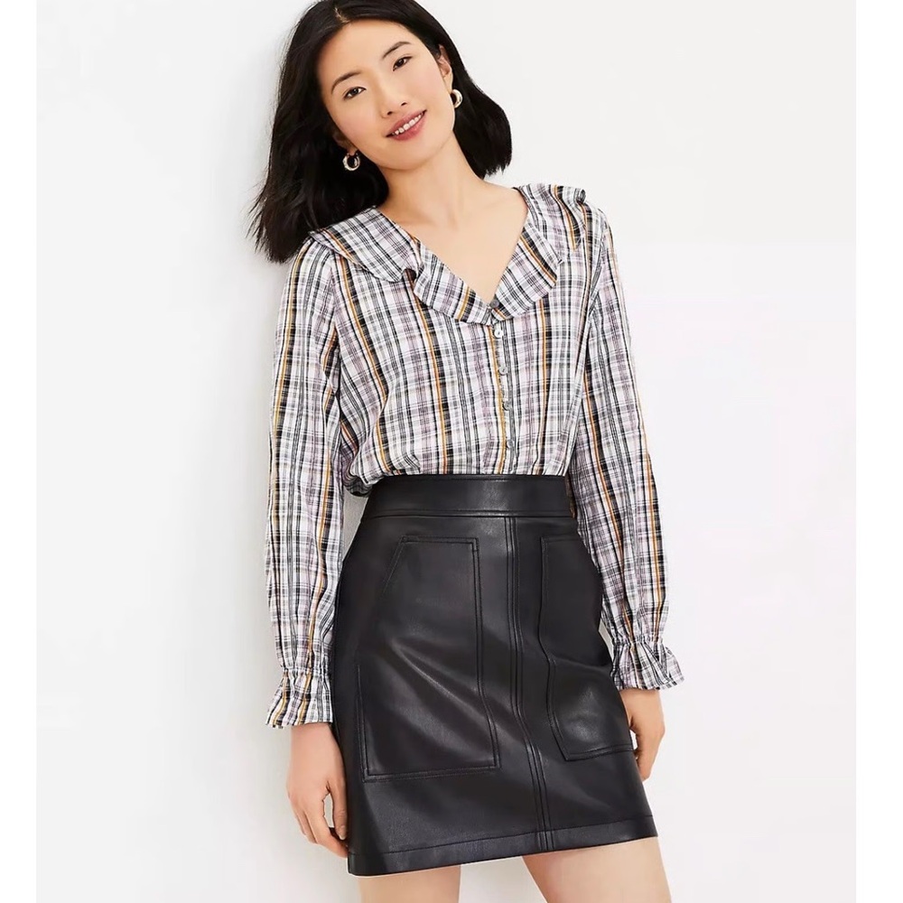 🖤 NWT Women’s LOFT Faux Leather Black A-Line Skirt – Size 6 🖤